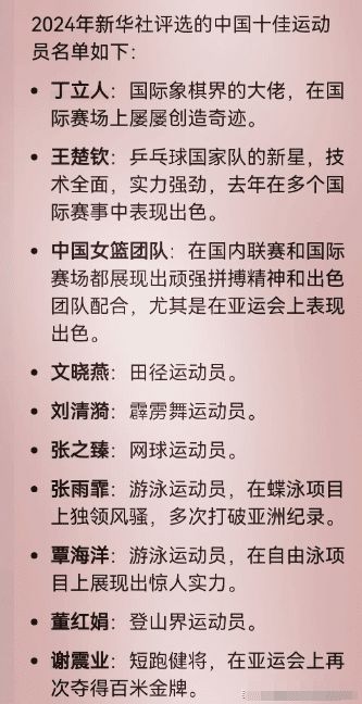 新华社评选十佳运动员覃海洋、张雨霏在列全红婵却落榜！