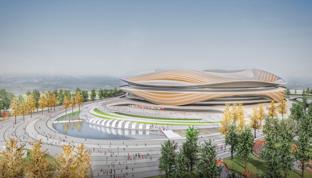 最新进展！济南黄河体育中心足球场屋盖项目管桁架顺利合拢(图2)