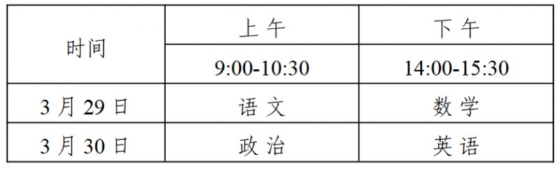 2025宁夏运动训练、武术与民族传统体育专业招生文化考试时间