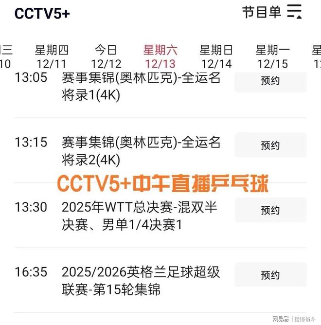 重大调整！12月13日WTT总决赛直播变更附国乒赛程(图3)